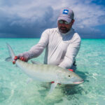 Fly fishing for trophy bonefish at St Brandon's Atoll.